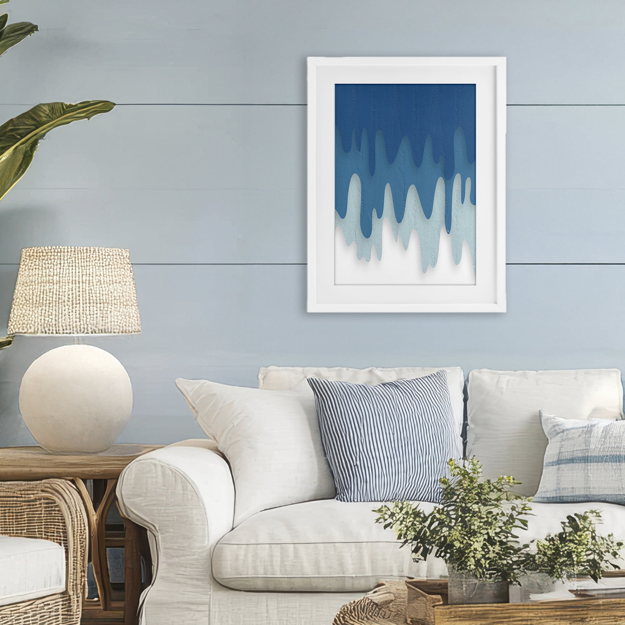 Stupell Industries Water Wave Fluid Contour White Framed Print Under Glass, design by Martina Pavlova