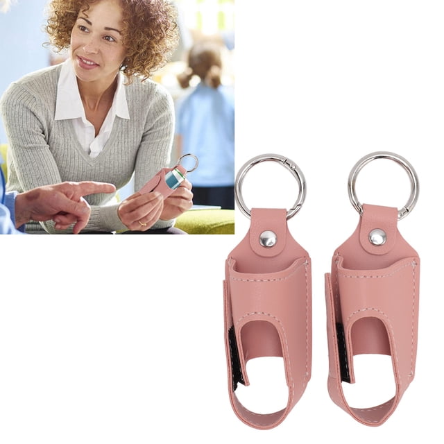 2pcs Asthma Inhaler Holder Portable Storage Protective PU Leather Case With Carabiner Clip - Secure And Convenient Storage, Versatile Usage, Stylish And Durable Design For Travel