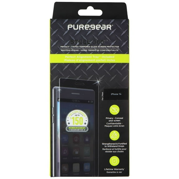 PureGear Steel 360 Privacy Tinted Tempered Glass for iPhone 14