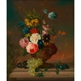 thumbnail image 2 of Anton Hartinger 15x17 Black Ornate Wood Framed Double Matted Museum Art Print Titled - Flower Still Life with Fruit (Around 1850), 2 of 5