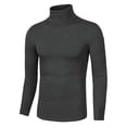 thumbnail image 2 of CamisePaHombres De Mangas Largas Cuello De Cisne Ajuste Delgado Casual Gris 46, 2 of 6