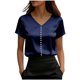 thumbnail image 1 of Eres Más Que Una Camisa de Puntuación de Prueba Moda de Verano de Mujer Color Sólido Casual Cuello en V Top de Manga Corta Mujeres Tops de Verano Casual, 1 of 5