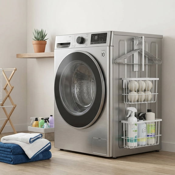 Magnetic Laundry Organizer and Storage - Multi-Purpose Magnetic Holder for Dryer Balls, Dryer Sheets, Lint, Softener Balls, and Laundry Powder, All-in-One Laundry Room Organization Solution