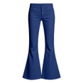 thumbnail image 2 of Men's Casual Flared Leg Trousers for Everyday Wear and Events – Versatile Long Bottoms for Party Wedding Dance, Dark Blue, L, 2 of 7