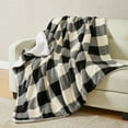 thumbnail image 2 of Great Bay Home Cozy Plush / Sherpa Reversible Throw Blanket, 50" x 60", Black / White Buffalo Check, 2 of 6