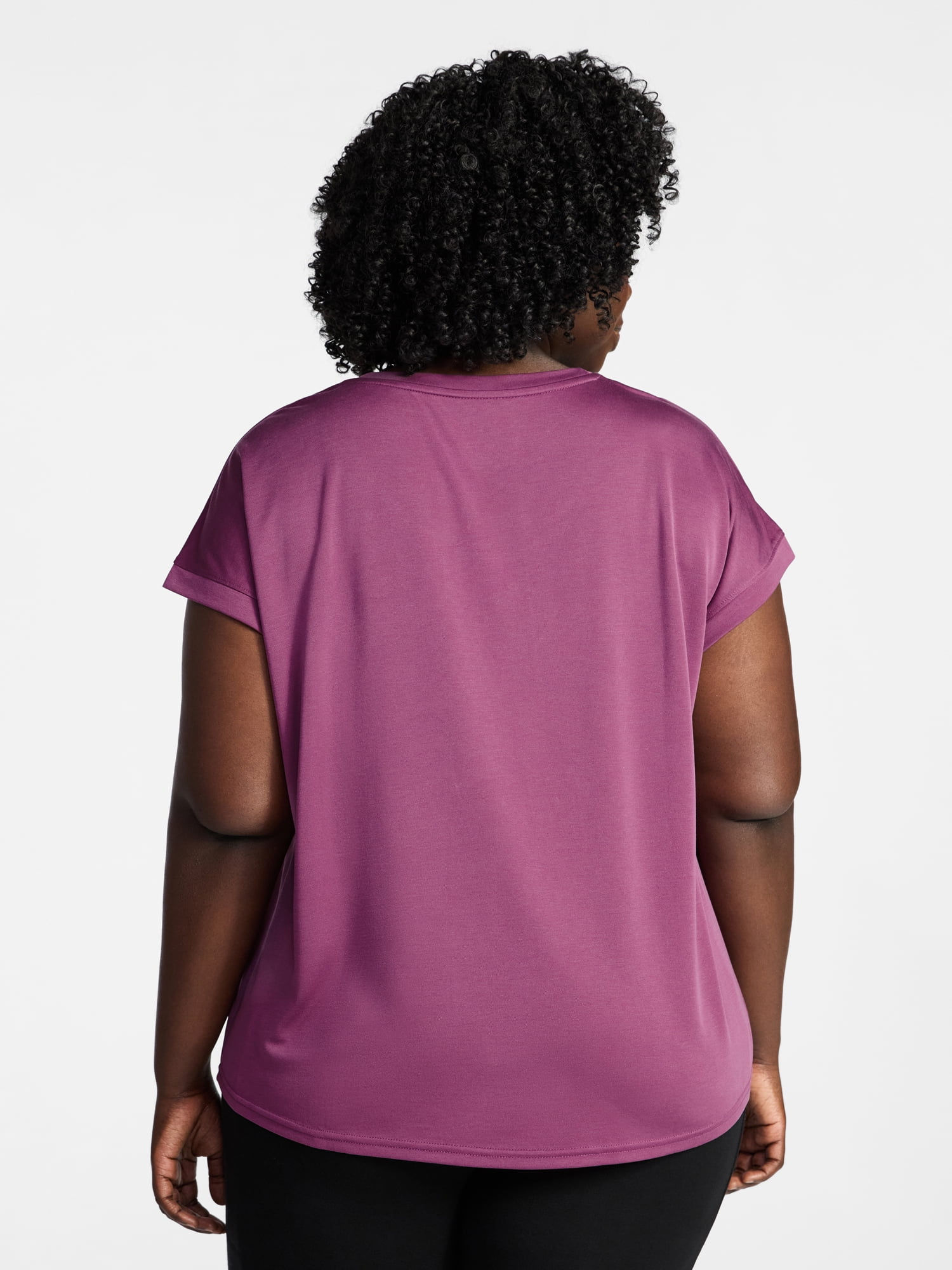 Terra & Sky Women’s Plus Scoop Neck Tunic Tee with Short Sleeves, Sizes 0X-5X