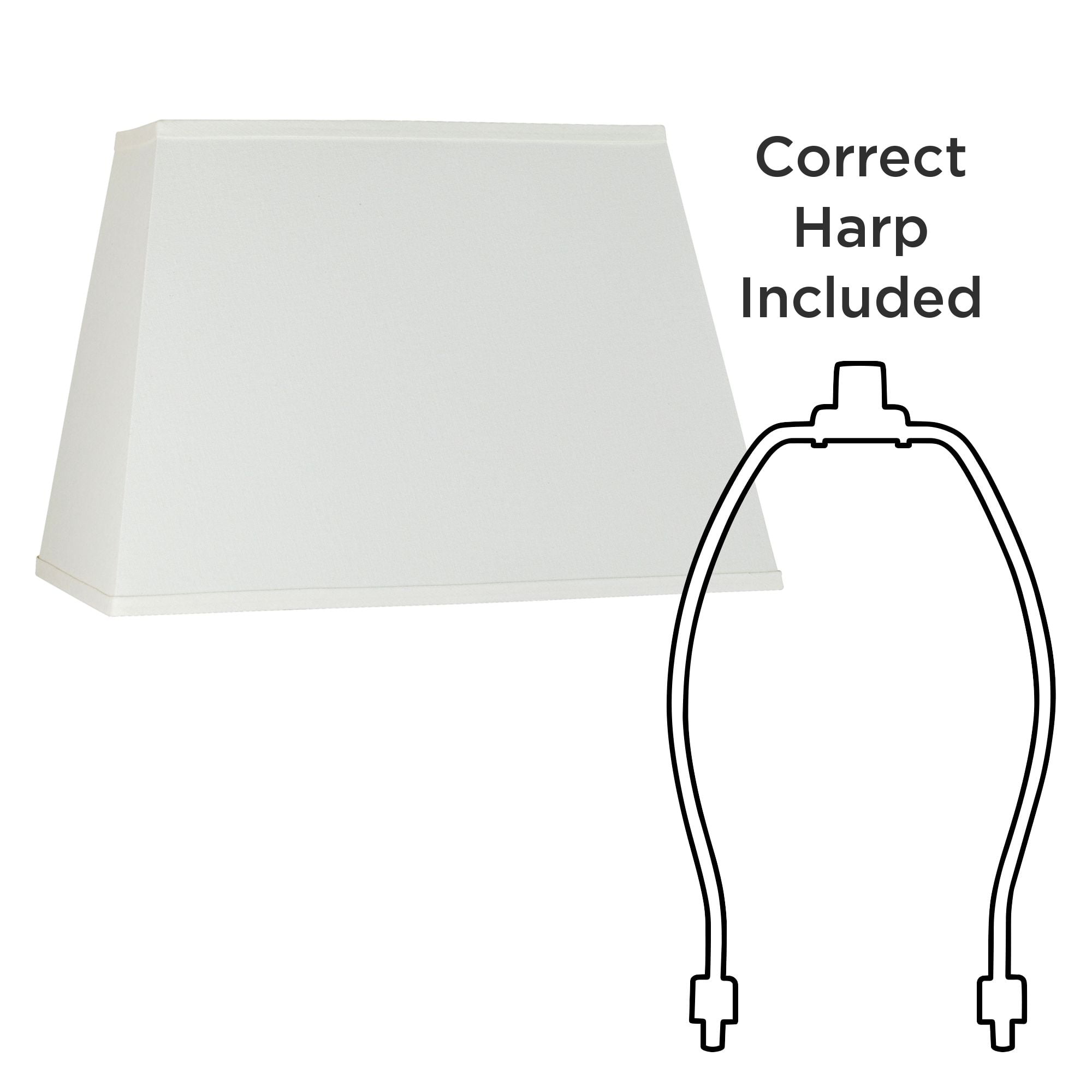 Springcrest Ivory Linen Large Rectangular Lamp Shade 14" Wide x 6" Deep at Top and 18" Wide x 12" Deep at Bottom and 12" Height (Spider) Replacement