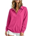 thumbnail image 5 of Maplenight Casaul Sweatshirt for Women Collared Snap-Button Long Sleeve Pullover Ribbed Cuffs Loose Fit Fall Sweatshirts, 5 of 6