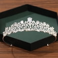 thumbnail image 5 of Corona y Tiara de Color plateado para mujer, accesorios para el cabello de boda, corona para novia, Diadema de diamantes de imitación de cristal, 5 of 5