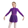 thumbnail image 4 of YIZYIF Girls Shimmery Sequins Skating Dress Gymnastics Ballet Dance Costume Backless Mesh Sleeves Lyrical Dance Dress Purple 10, 4 of 7
