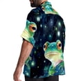 thumbnail image 3 of Starry Sky Frog Men's Short Sleeve Spread Collar Hawaiian Shirts, Casual Printed Button Down Summer Beach Tops, Unisex Men's Shirts, 3 of 6