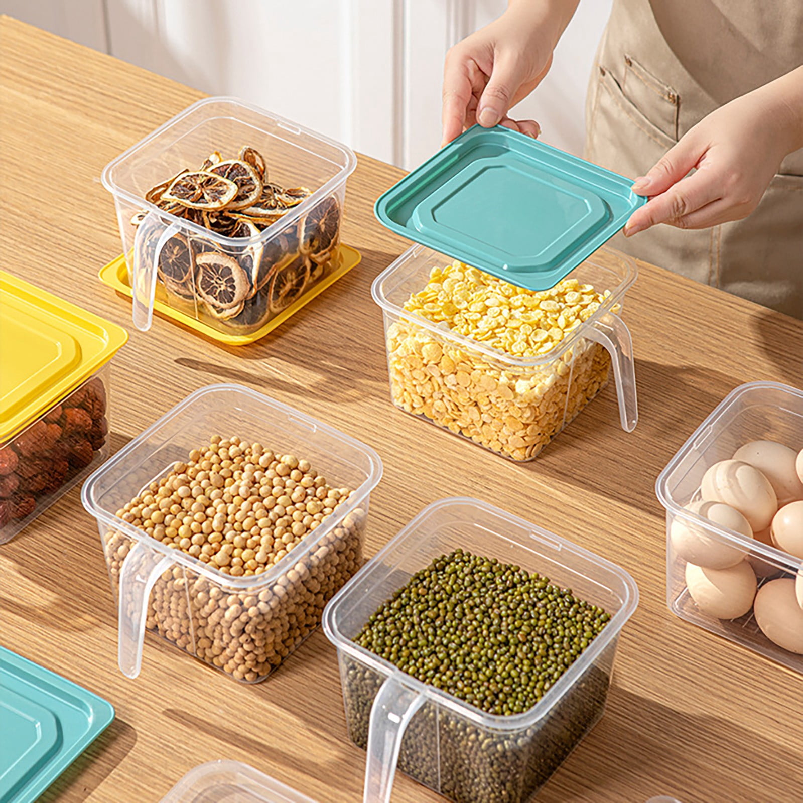 Barhoo Blue Food Storage Box, Food Grade Plastic Airtight Container With Good Sealing Odorless for Kitchen Refrigerator, Bpa-Free Durable, 1Pc