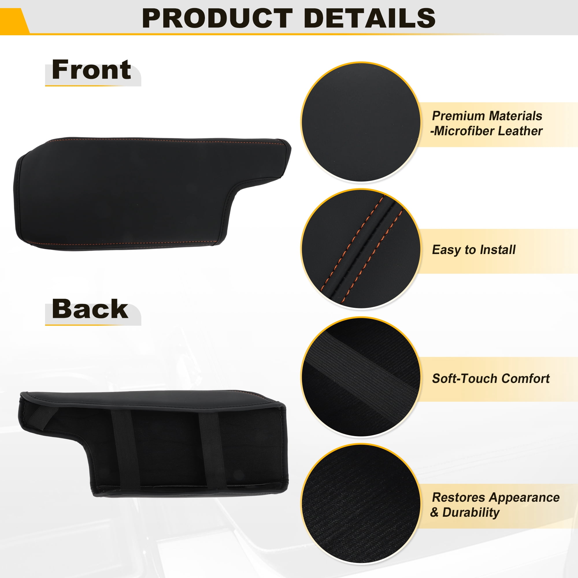 Unique Bargains Car Console Lid Armrest Cover Black for Subaru Crosstrek 18-22