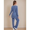 thumbnail image 3 of Weardear Womens 2 Piece Outfits Crewneck Long Sleeve Tops Wide Leg Long Pants Casual Lounge Set Tracksuit, 3 of 4