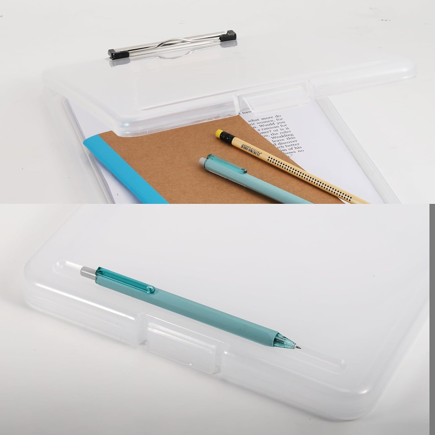 6Pcs High Capacity Nursing Clipboard with Storage, Heavy Duty Plastic, Low Profile Clip for Office School Nurse, 9.4 x 13.4 x 0.9 in (Clear, A4)
