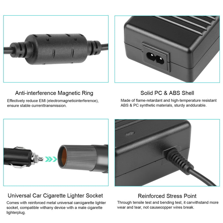 AC to DC Converter 12V 10A 120W Car Cigarette Lighter Socket 110-240V to 12V AC/DC Power Adapter