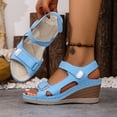 thumbnail image 5 of Xijirk Sandals Women,Platform Sandals Slide On Heel Comfortable Design Casual Footwear Womens Sandals for Everyday Relaxation,Womens Sandals,Blue,6.5, 5 of 9