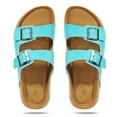 thumbnail image 1 of DSOLE Womens Sandals 2 Strap Adjustable Metal Buckle Slip on Sandals Open Toe Slide Sandals for Women Green 06, 1 of 7