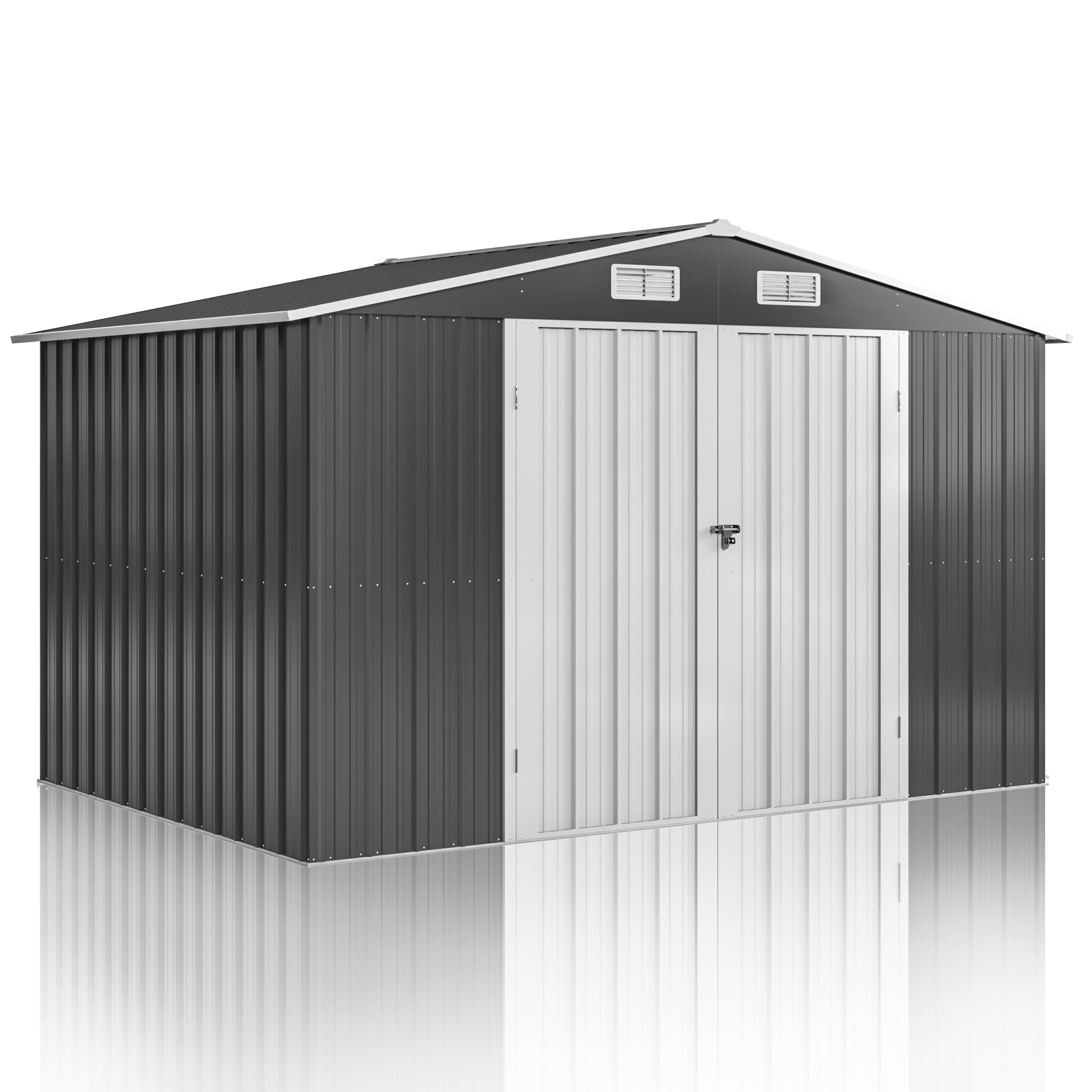 POLAHAKU 10 x 8 ft Outdoor Storage Shed, Metal Storage Shed with Thickened Metal Upgrade Frame and Lockable Door for Garden, Patio, Backyard