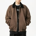 thumbnail image 5 of Maoxin Men's Coats Men's Vintage Motorcycle Corduroy Solid Color Zipper Pocket Long Sleeved Casual Jacket Coffee 2XL, 5 of 6