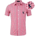 thumbnail image 4 of RMGVDSD Boy's Plaid Button Down Shirts Classic Fit Short Sleeve Gingham Tops For School Casual Festival Kids Dress Shirt 11-12 Years, 4 of 4