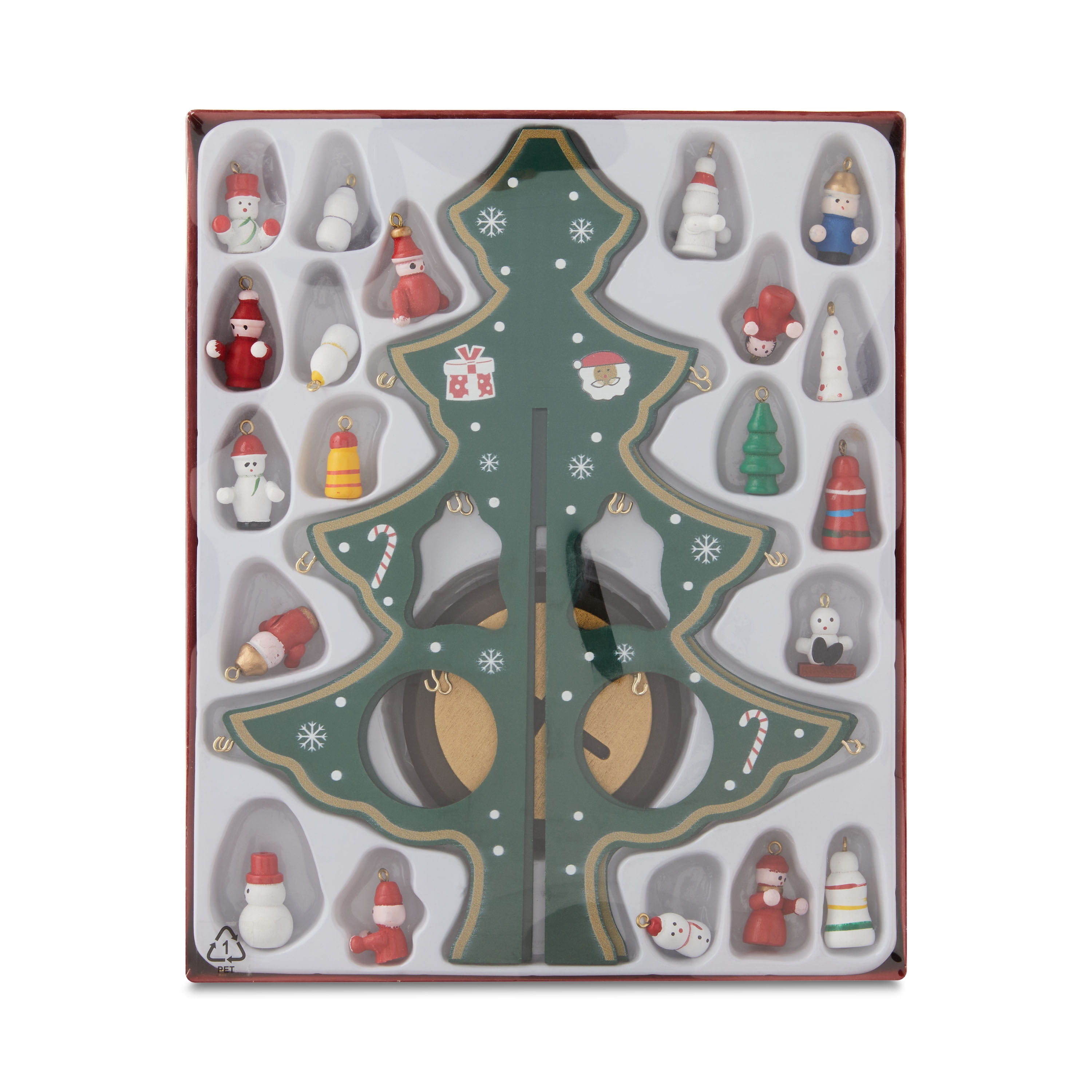 Green Wood Mini Christmas Tree Set with Ornaments, 11", 24 Pieces, by Holiday Time