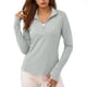 thumbnail image 1 of V Cuello 3/4 Manga Tops para las Mujeres Camisas de Entrenamiento con Protección Solar, Camisetas de Moda Primavera Verano Blusas de Túnica para Uso Diario, 1 of 6