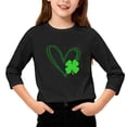 thumbnail image 1 of T-Shirt de la Saint-Patrick pour Filles, Mignon T-Shirt Graphique à Manches 3/4 Col Rond avec Imprimé Irlandais, Hauts Décontractés Printemps Été pour Vacances, Fête d'Anniversaire et Usage Quotidien Noir 160, 1 of 5