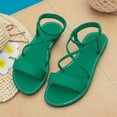 thumbnail image 4 of Women's Criss Cross Flat Sandals, Open Toe Elastic Ankle Strap Summer Casual Walking Beach Dress Sandals Comfort Soft Sole Strappy Sandals for Daily Wear, 42, 4 of 9