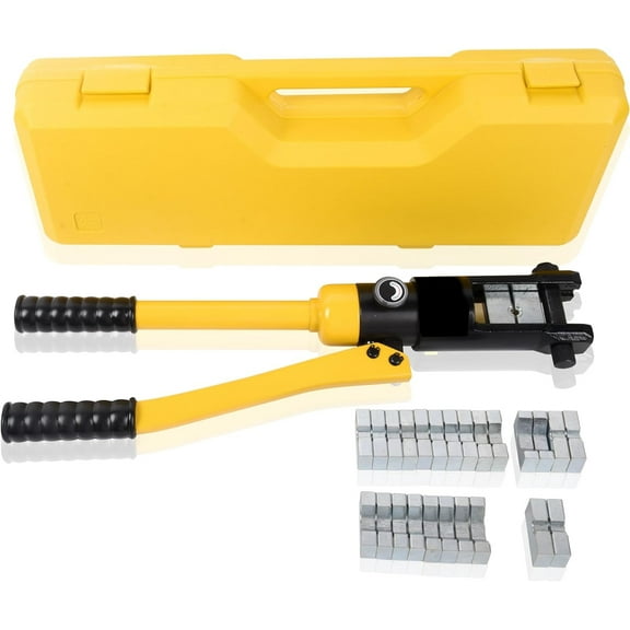 LCyindu 16T Hydraulic crimping tool 8AWG-600MCM Cable crimping Tool 2.2 cm stroke hydraulic lug crimping device Electric terminal crimping machine with 13 pairs of mold set,YQK-300