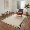 thumbnail image 3 of 2x7 Area Rugs Machine Washable Non Slip Low Pile Runner Rug for Hallway, Laundry Room, Bedroom, Bathroom, Indoor Striped Border Print Pattern Lightweight Floor Mat, Cream Beige, 3 of 4