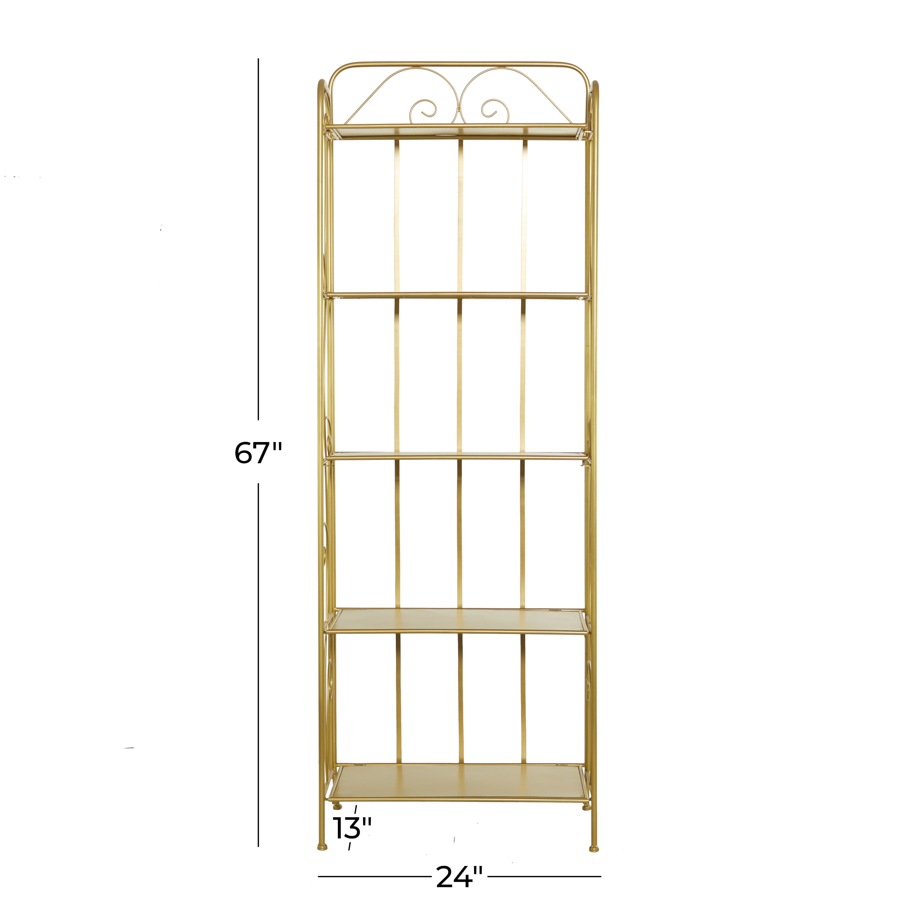 DecMode 13"W, 67"H Metal Glam Bakers Rack, Gold, 1-Piece