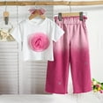 thumbnail image 2 of Wxirdiow Cute Outfits for Girls' 2 Piece Outfit Set Cropped Short Sleeve Top & Cargo Wide Leg Pants Casual Summer Outfits Hot Pink Size,5-6 Years, 2 of 7