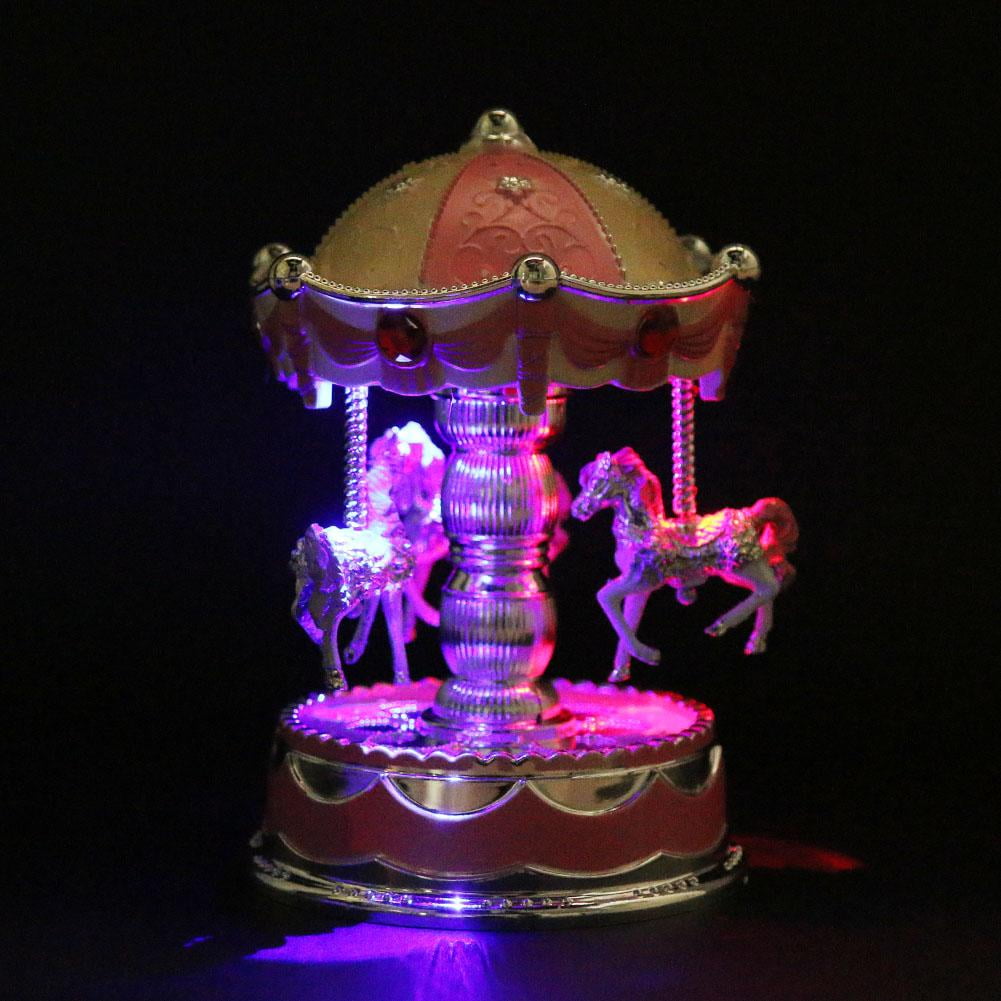 Romantic Crown Music Box Emitting Clockwork Carousel Boxes Kid Birthday Gift 