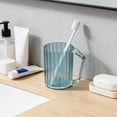 thumbnail image 3 of Plastic Toothbrush Cup - Scandinavian Bathroom Vanity Accessory, Tall Ridged Texture, Wide-Mouthed Design with Integrated Handle, Blue, JKODE, 3 of 8
