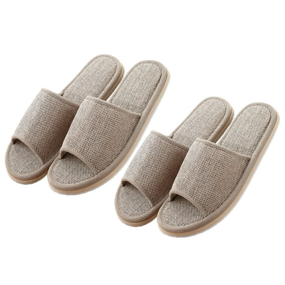 Etereauty Slippers Home Shoes Linen Summer House Slipper Toe Household Spa Indoor Open Men Cotton Floor Non Couple Tatami Bedroom