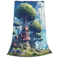 thumbnail image 2 of Balery Fantasy Treehouse Planet Scene Manta de Felpa Suave y Acogedora – Cobija de Franela Aterciopelada para Cama, Lavable y Cálida para Sofá, Mascotas, Transpirable-60"x50", 2 of 7