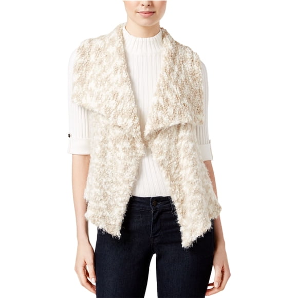 Kensie Womens Draped Chunky Fashion Vest, Beige, X-Large