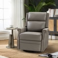 thumbnail image 3 of Genuine Leather Swivel Rocker Recliner Wingback Transitional Dove, 3 of 8