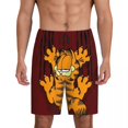 thumbnail image 1 of Custom Print Men Manga Garfields Cartoon Anime Cat Pattern Pajama Bottoms Sleepwear Pjs Sleep Shorts with Pockets, 1 of 7
