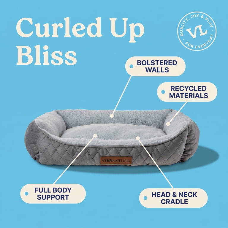 Vibrant Life Medium Quilted Cuddler Pet Bed, Gray photo 5