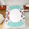 thumbnail image 5 of jejeloiu Vintage Aztec Print Queen Sheet Sets,Red White Cyan Bed Set For Adults 4pcs, 5 of 7