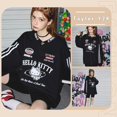 thumbnail image 2 of Sanrio-suéter negro de Hello Kitty para mujer, traje de locomotora holgado Retro americano de Anime Y2K Spicy Girl, Top ajustado con cuello en V a la moda, 2 of 4