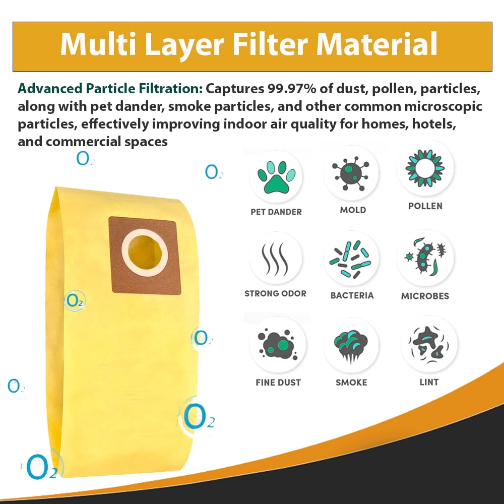 Replacement Part For Hoover AH10243 Paper Bag, Allergen Filtration Hushtone 10 Pk