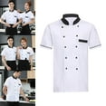 thumbnail image 2 of Unisex Chef Coat Jacket Catering Kitchen Short Sleeve Clothes For Kitchen Summer Chef Wear 4XL White, 2 of 8