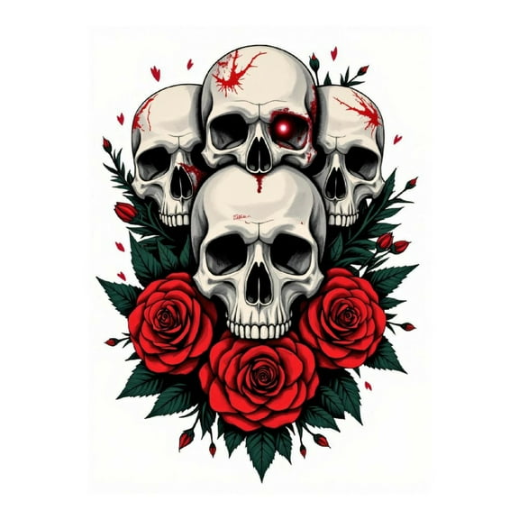Diamond Art Kit for Adults, Skulls And Roses Art Illustration Diamond Painting for Adults Beginners, DIY Diamond Art Painting Kits, 5D Diamond Painting Crafts for Home Decor 12x16 Frameless