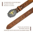 thumbnail image 4 of WHIPPY Western Belt for Men Women Embossed Leather Belts for Jeans Cowboy Cowgirl Belt with Bull Buckle, 4 of 6