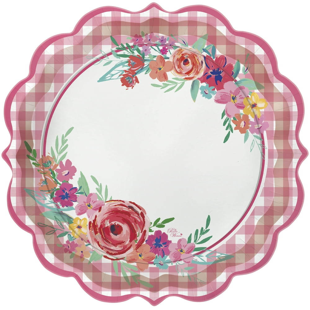 Pioneer Woman Floral Pink Paper Dinner Plates, 11.5in, 8ct