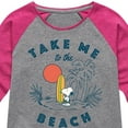 thumbnail image 3 of Peanuts - Take Me To The Beach - Toddler And Youth Girls Raglan Graphic T-Shirt, 3 of 5