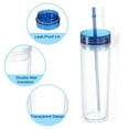 thumbnail image 3 of Skinny Acrylic Tumbler with Lid and Straw, 16 Oz Reusable Double Wall Cups, Clear Travel Tumblers (Deep Blue), 3 of 6